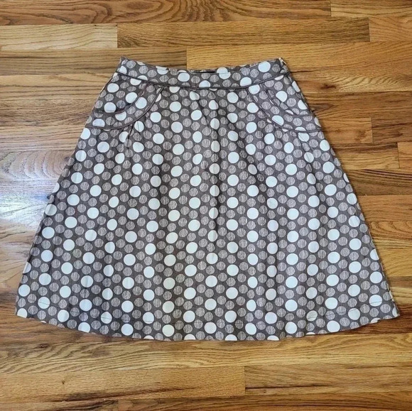 Boden Polka Dots Linen Fully Lined A-Line Skirt(8) - Picture 1 of 8